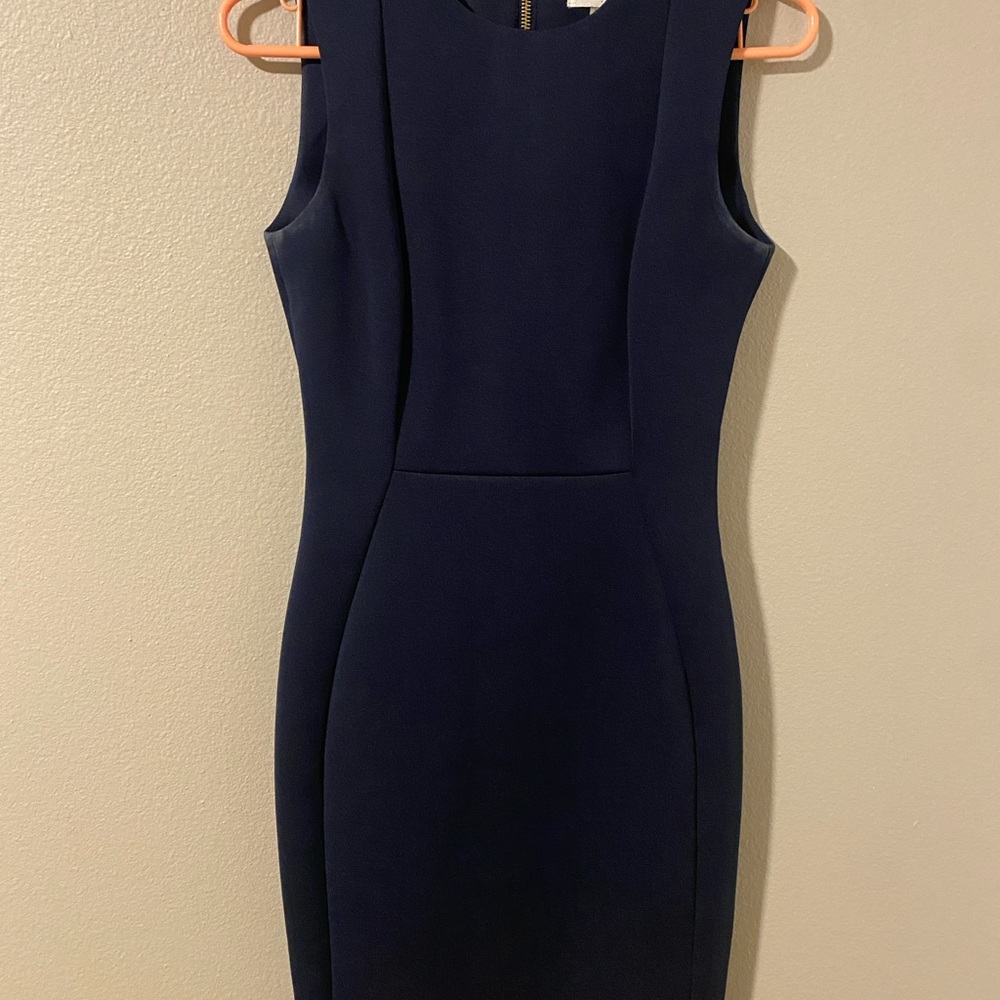 Calvin Klein Blue Sleeveless Sheath Midi Dress